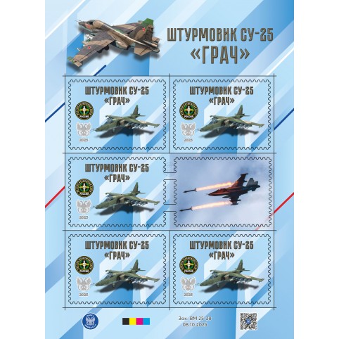 Малый лист виньеток  Техника СВО. Штурмовик Су-25 «Грач»